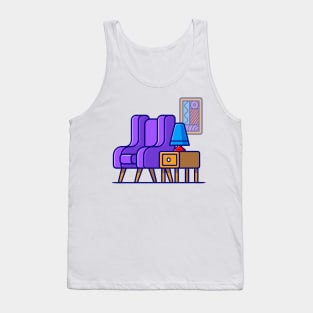 Sofa, Corner Table, And Lamp Cartoon Tank Top